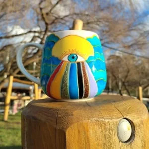 Taza sol con ojo y arcoíris 🌞